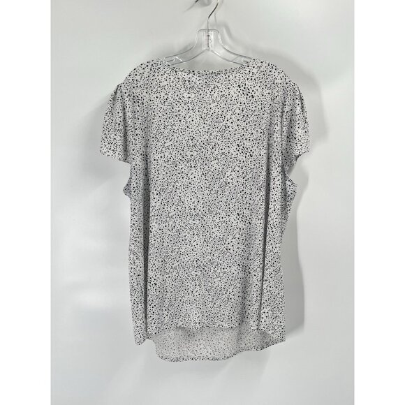Adrianna Papell Black White Print Blouse Cap Sleeve Sz 2X - Picture 5 of 5